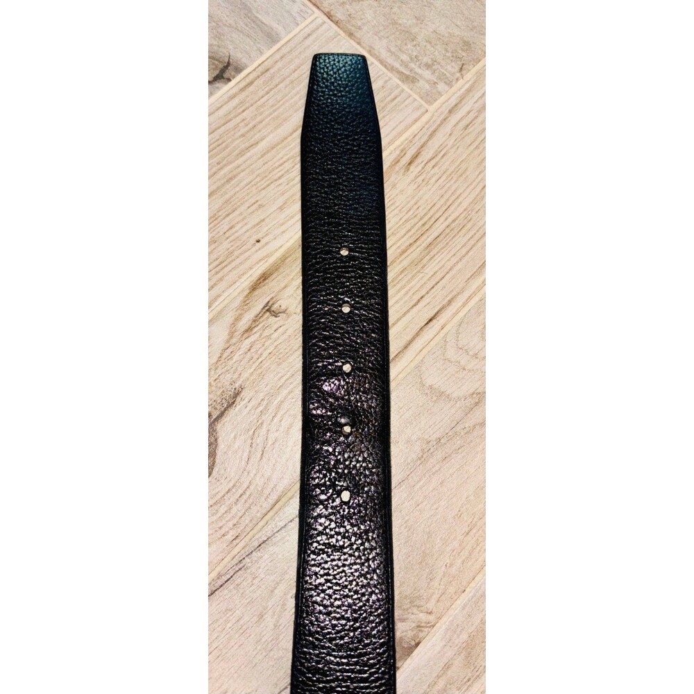 COACH 32” 80cm Vintage Black Pebbled Leather Belt Silver Pewter Buckle - Picture 5 of 5